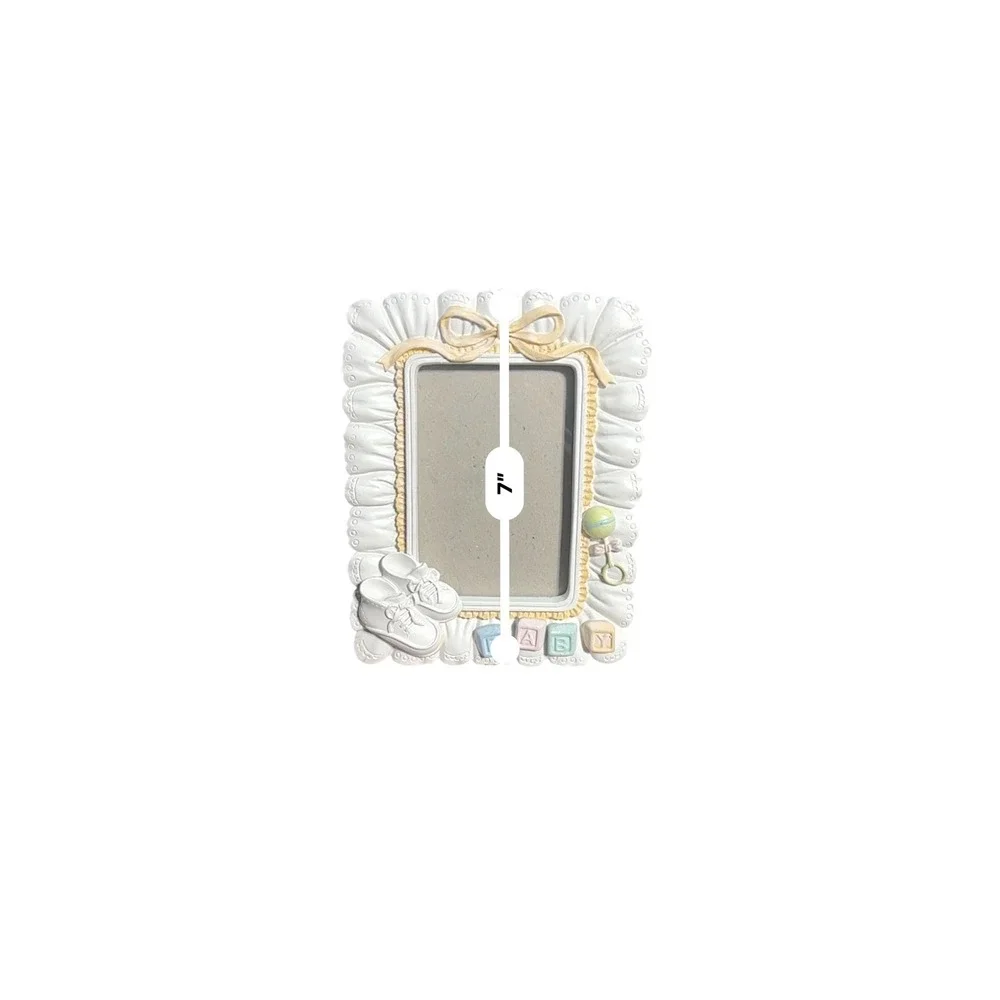Framers Baby Picture Frame Unisex Nursery Decor 5x7 White Resin Vintage Style